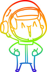 rainbow gradient line drawing happy cartoon astronaut