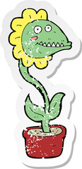 retro distressed sticker of a cartoon monster plant