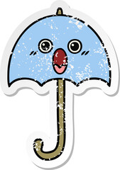 distressed sticker of a cute cartoon umbrella