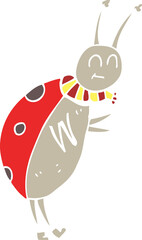 flat color illustration of a cartoon ladybug