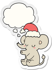 cute christmas elephant and thought bubble as a printed sticker