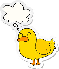 cartoon duck and thought bubble as a printed sticker
