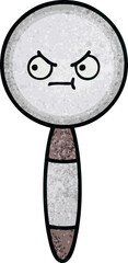 retro grunge texture cartoon magnifying glass