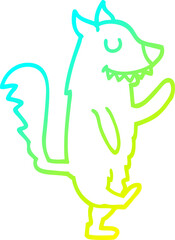 cold gradient line drawing cartoon dancing dog
