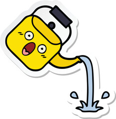 sticker of a cute cartoon pouring kettle
