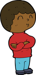 cartoon boy with folded arms