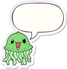 cartoon jellyfish and speech bubble sticker