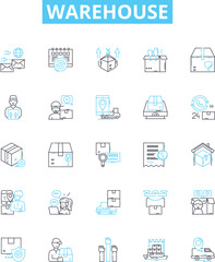 Warehouse vector line icons set. warehouse, storage, depot, facility, logistics, stockroom, inventory illustration outline concept symbols and signs