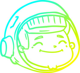 cold gradient line drawing cartoon astronaut face