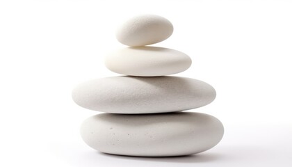 white stacked zen stones isolated on white