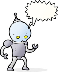 cartoon alien robot with speech bubble