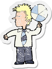 retro distressed sticker of a cartoon school boy with ball