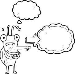 thought bubble cartoon bug pointing