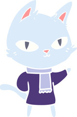 flat color style cartoon cat staring