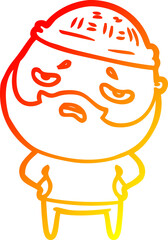 Obraz premium warm gradient line drawing cartoon worried man with beard