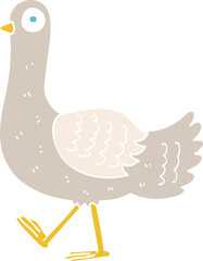 flat color illustration of a cartoon pigeon