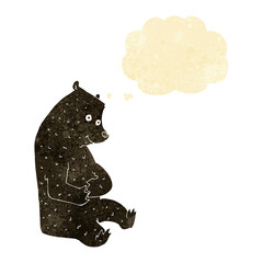 cartoon happy black bear with thought bubble