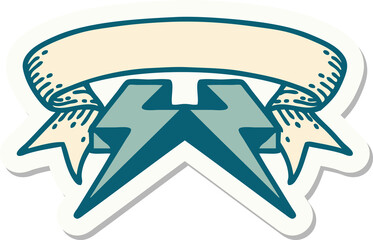 tattoo sticker with banner of lightning  bolt