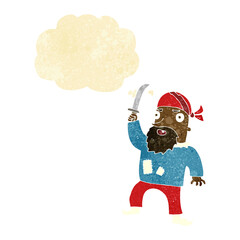 cartoon pirate with thought bubble