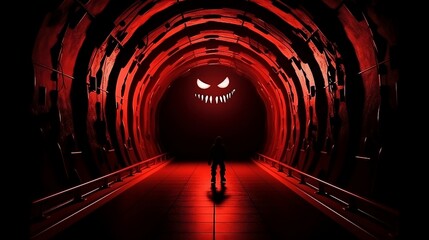 the monster at the end of the tunnel (Ai generative art)