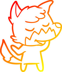 warm gradient line drawing friendly cartoon fox