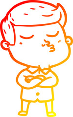 warm gradient line drawing cartoon model guy pouting