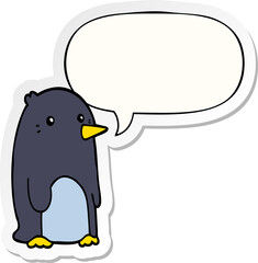 cartoon penguin and speech bubble sticker