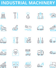 Industrial machinery vector line icons set. Industry, Machinery, Industrial, Equipment, Manufacturing, Automation, Production illustration outline concept symbols and signs