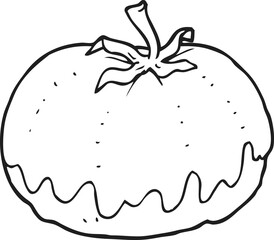black and white cartoon tomato