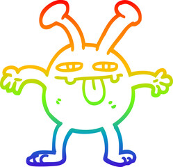 rainbow gradient line drawing cartoon monster