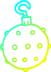 cold gradient line drawing cartoon golden xmas bauble