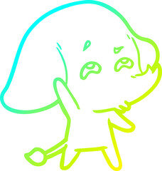 cold gradient line drawing cartoon elephant remembering