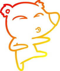 Obraz premium warm gradient line drawing cartoon whistling bear