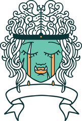 crying orc barbarian character face with banner illustration