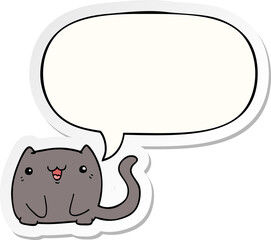cartoon cat and speech bubble sticker