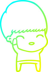 cold gradient line drawing happy cartoon boy