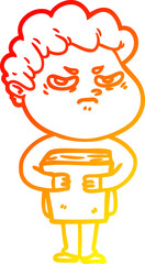 warm gradient line drawing cartoon angry man