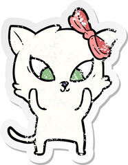 distressed sticker of a cartoon cat