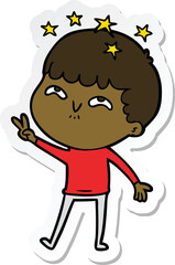 sticker of a cartoon amazed boy