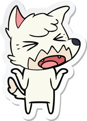 sticker of a angry cartoon fox