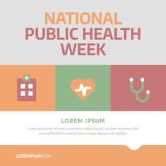 National Public Health Week Vector Illustration with hospital and heart icon