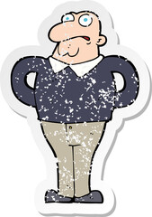 retro distressed sticker of a cartoon worried man