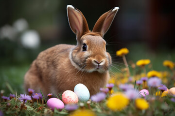 Fototapeta na wymiar Easter bunny and a few eggs