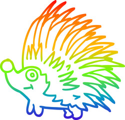 rainbow gradient line drawing cartoon spiky hedgehog