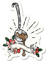 grunge sticker of tattoo style ladle of gravy