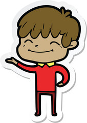 sticker of a cartoon happy boy