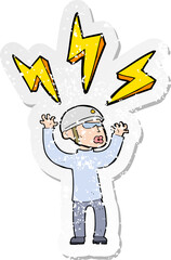 retro distressed sticker of a cartoon stressed out cyclist man