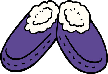cartoon doodle purple slippers