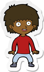 sticker of a cartoon excited boy