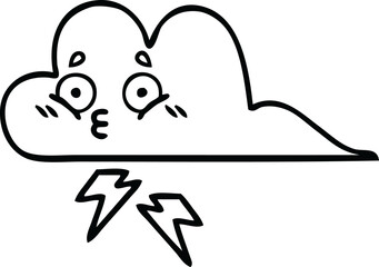 line drawing cartoon storm cloud